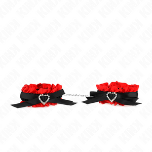 KINK - PULSERA ELÁSTICA DE ENCAJE CON DETALLES DE CORAZÓN ROJO AJUSTABLE 22-35 CM