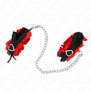KINK - PULSERA ELÁSTICA DE ENCAJE CON DETALLES DE CORAZÓN ROJO AJUSTABLE 22-35 CM