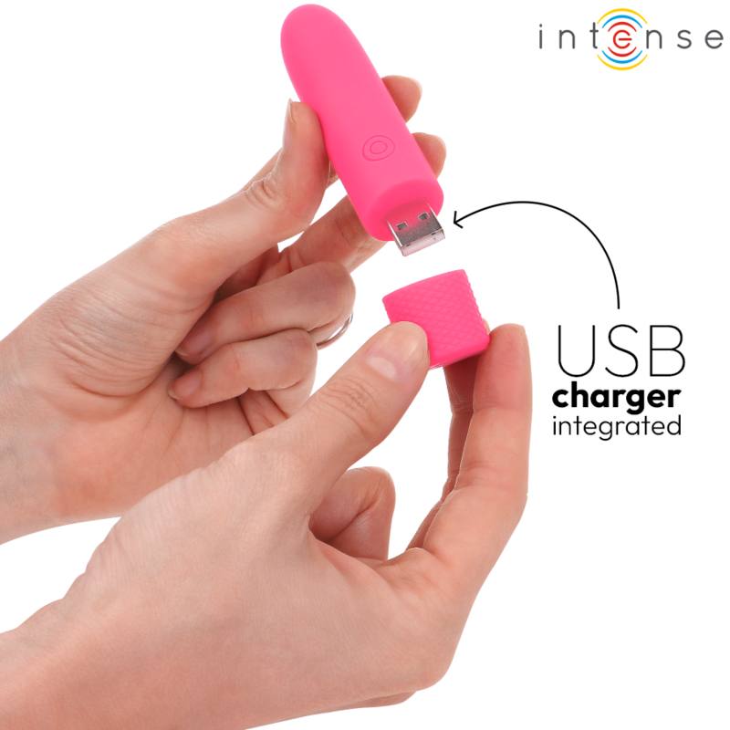 INTENSE - SYMONE USB RECARGABLE BALA VIBRADORA 8 VIBRACIONES ROSA 10 X 2,2 CM