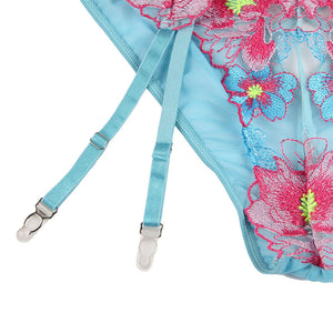 SUBBLIME - 954109 CONJUNTO DE SUJETADOR Y BRAGA CON CINTURILLA, SUJETADOR FLORAL AZUL S/M
