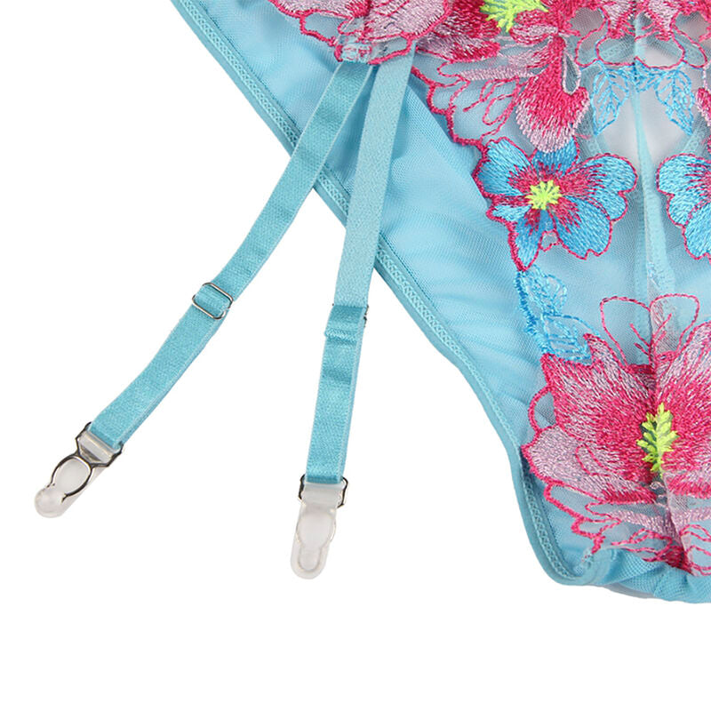 SUBBLIME - 954109 CONJUNTO DE SUJETADOR Y BRAGA CON CINTURILLA, SUJETADOR FLORAL AZUL S/M