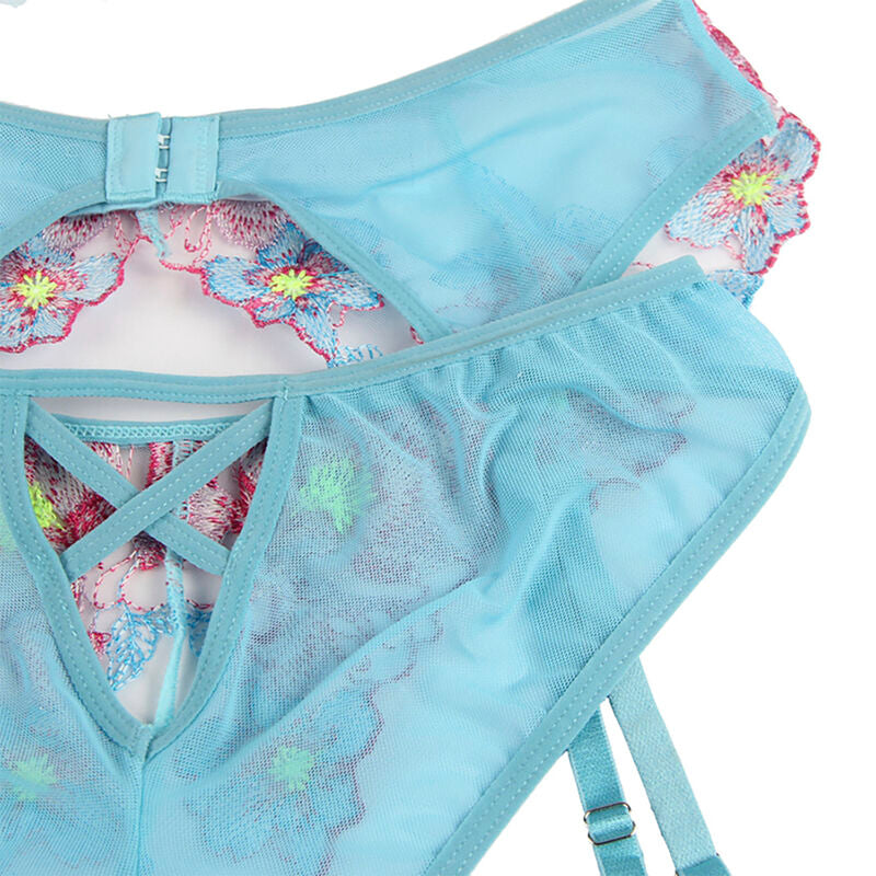 SUBBLIME - 954116 SUJETADOR + BRAGAS CON CINTURÓN SUJETADOR FLORAL AZUL G/XL