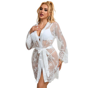 SUBBLIME - 954369 NIGHTGOWN LONG SLEEVE WITH FLORAL DESIGN WHITE S/M