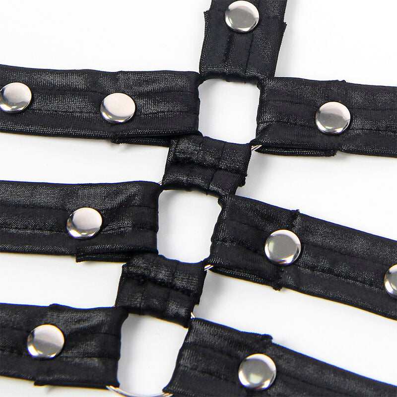 SUBBLIME - 954413 BODY BONDAGE IN PELLE NERO L/XL