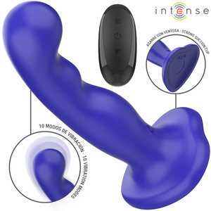 INTENSE - SHORTY VIBRATOR WITH SUCTION CUP BLUE REMOTE
