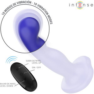 INTENSE - SHORTY VIBRATOR WITH SUCTION CUP BLUE REMOTE