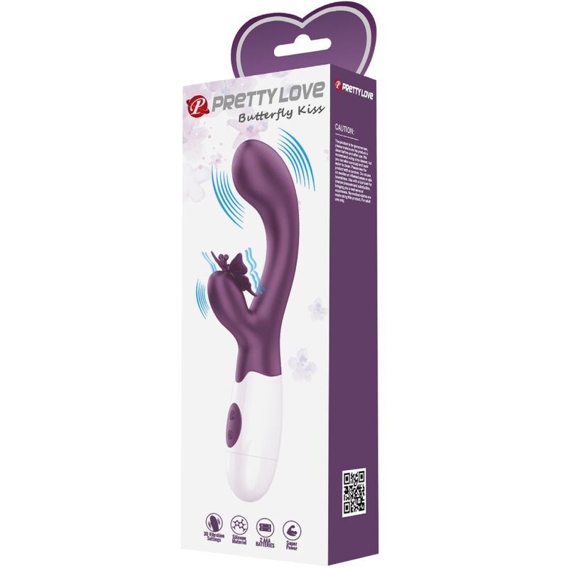PRETTY LOVE - BUTTERFLY KISS VIBRADOR RABBIT Y ESTIMULADOR DE PUNTO G MORADO