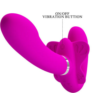 PRETTY LOVE - VALERIE VIBRADOR DOBLE STRAP-ON 12 VIBRACIONES PÚRPURA