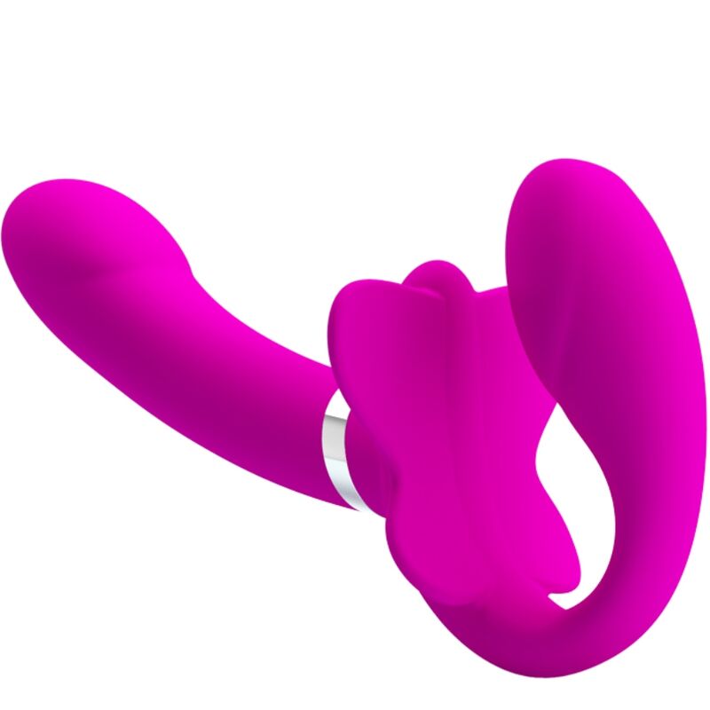 PRETTY LOVE - VALERIE VIBRADOR DOBLE STRAP-ON 12 VIBRACIONES PÚRPURA