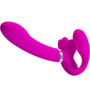 PRETTY LOVE - VALERIE VIBRADOR DOBLE STRAP-ON 12 VIBRACIONES PÚRPURA