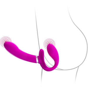 PRETTY LOVE - VALERIE VIBRADOR DOBLE STRAP-ON 12 VIBRACIONES PÚRPURA