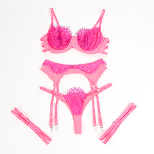 SUBBLIME - 955359 LACE BRA SET WITH PINK AND PURPLE JACKETS S/M