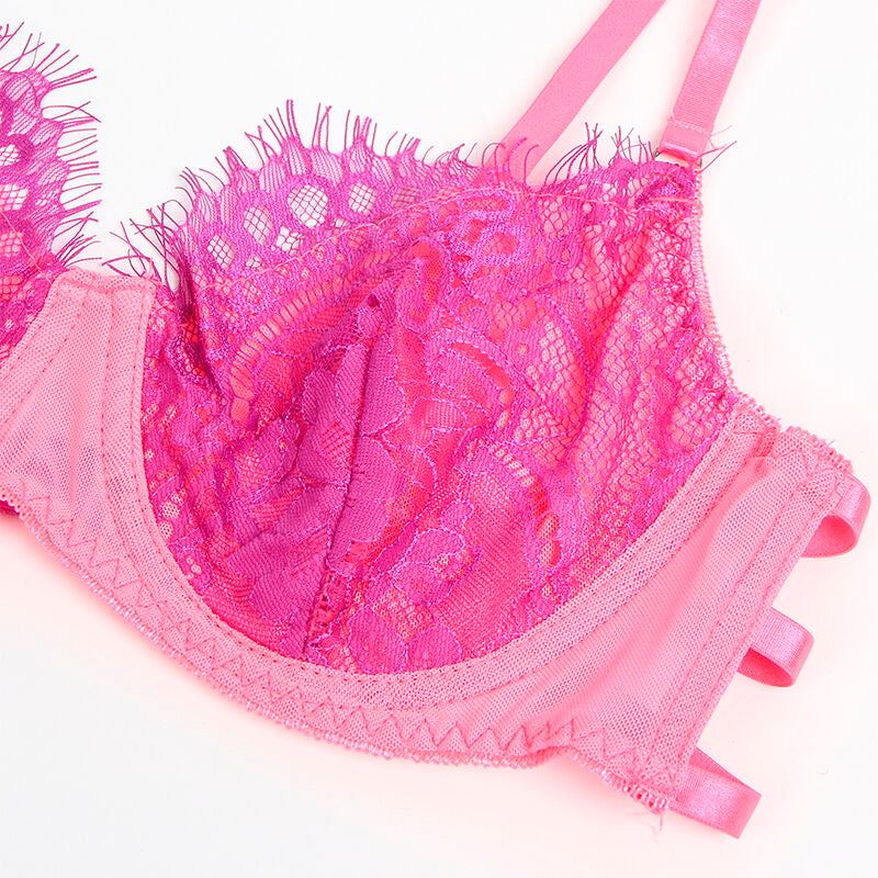 SUBBLIME - 955359 LACE BRA SET WITH PINK AND PURPLE JACKETS S/M