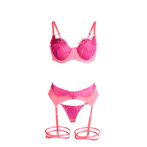SUBBLIME - 955359 LACE BRA SET WITH PINK AND PURPLE JACKETS S/M