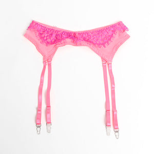 SUBBLIME - 955366 LACE BRA AND GARTER LINES SET PINK AND PURPLE L/XL