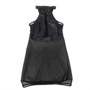 SUBBLIME - 955472 VESTIDO CUELLO ALTO Y TRANSPARENCIAS NEGRO S/M