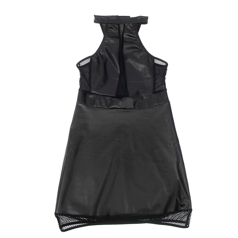SUBBLIME - 955472 VESTIDO CUELLO ALTO Y TRANSPARENCIAS NEGRO S/M