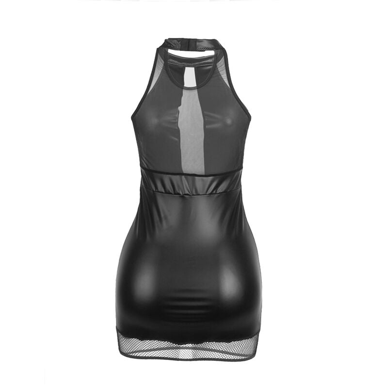 SUBBLIME - 955472 VESTIDO CUELLO ALTO Y TRANSPARENCIAS NEGRO S/M