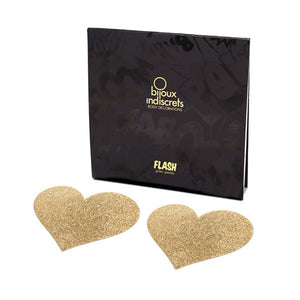 BIJOUX - INDISCRETS CUBREPEZONES FLASH CORAZÓN DORADO