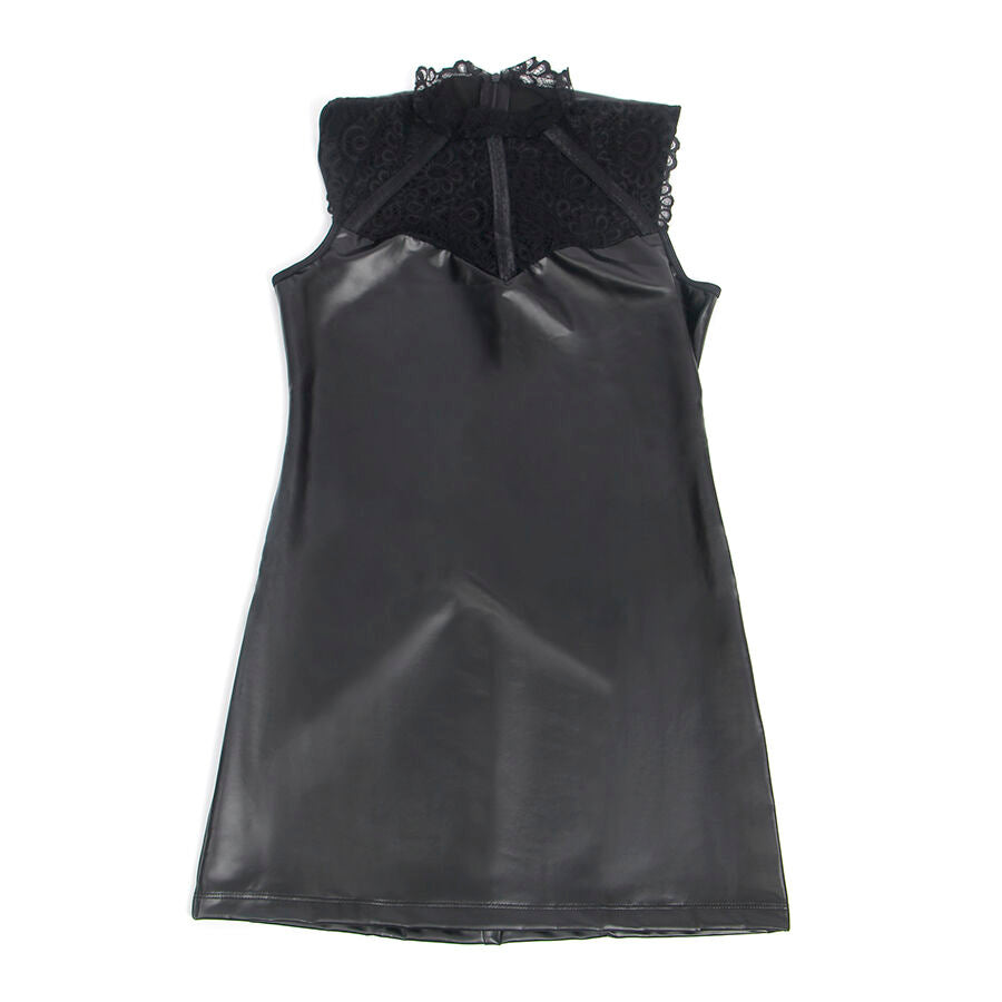 SUBBLIME - 957544 BLACK LACE COLLAR LEATHER DRESS S/M