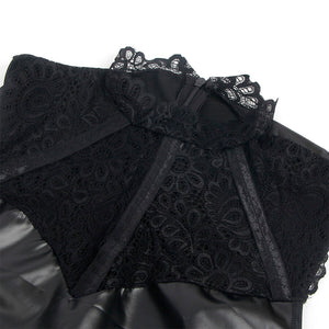 SUBBLIME - 957544 BLACK LACE COLLAR LEATHER DRESS S/M