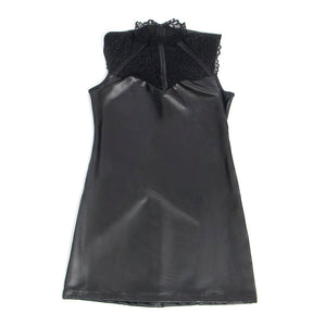 SUBBLIME - 957551 BLACK LACE COLLAR LEATHER DRESS L/XL