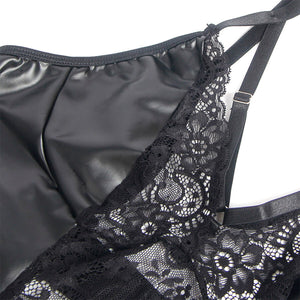 SUBBLIME - 957520 BLACK FLORAL LACE LEATHER DRESS S/M