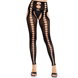 LEG AVENUE - STRAPLESS SEAMLESS BLACK OPAQUE STOCKINGS