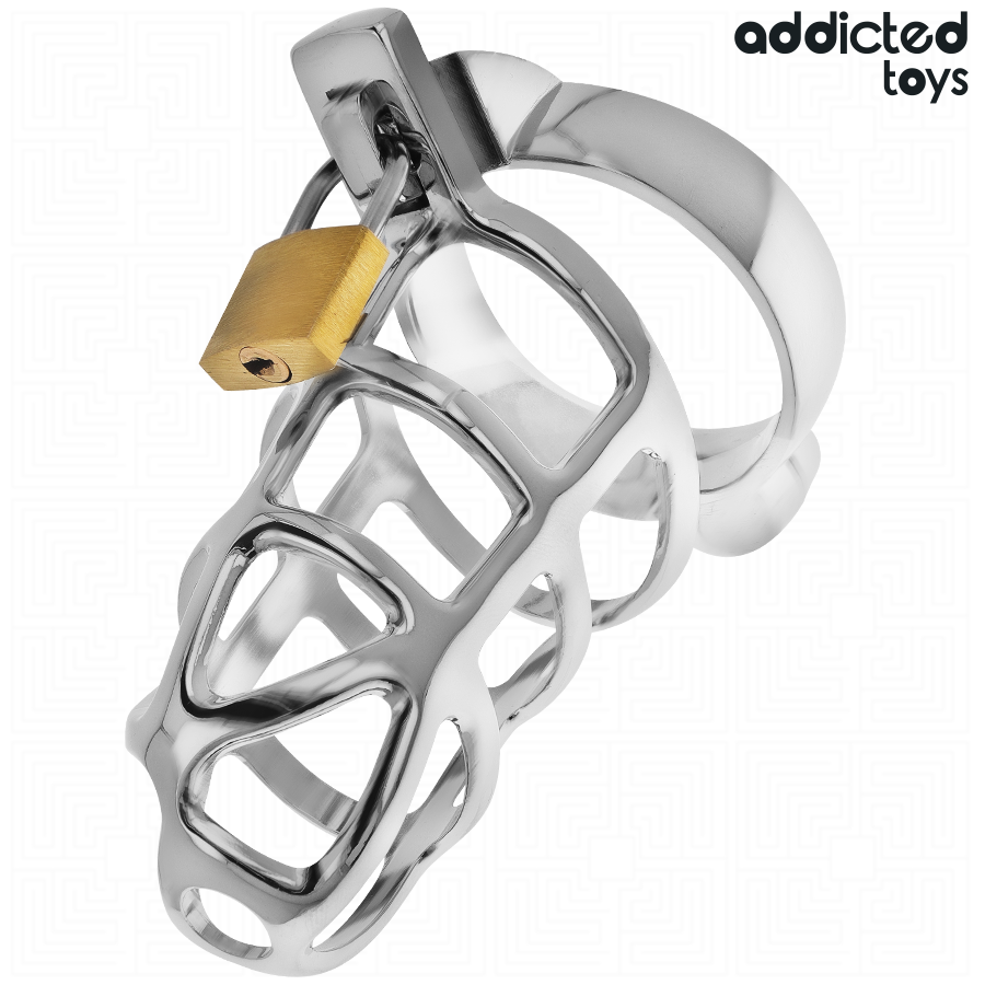 ADDICTED TOYS LOCKED - JAULA PARA PENE CON CERRADURA PLATEADA TALLA M