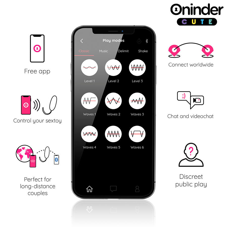 ONINDER CUTE - SILICONE EGG WITH VIBRO-WAVE AND PLEASURE - FREE GLOBAL APP