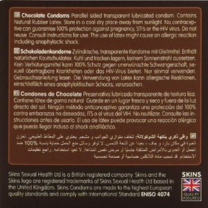 SKINS - PRESERVATIVOS PREMIUM DE CHOCOLATE PAQUETE DE 4