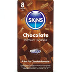 SKINS - PRESERVATIVOS PREMIUM CON SABOR A CHOCOLATE PAQUETE DE 8