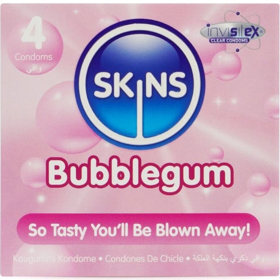 SKINS - PRESERVATIVO PREMIUM BUBBLEGUM PACK DE 4