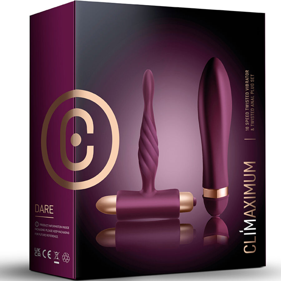 CLIMAXIMUM - KIT RETO VIBRADOR TWISTED + TAPÓN ANAL PARA PRINCIPIANTES