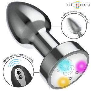 INTENSE - PLUG ANALE VIBRANTE IN METALLO CON LUCI LED E TELECOMANDO - TAGLIA M