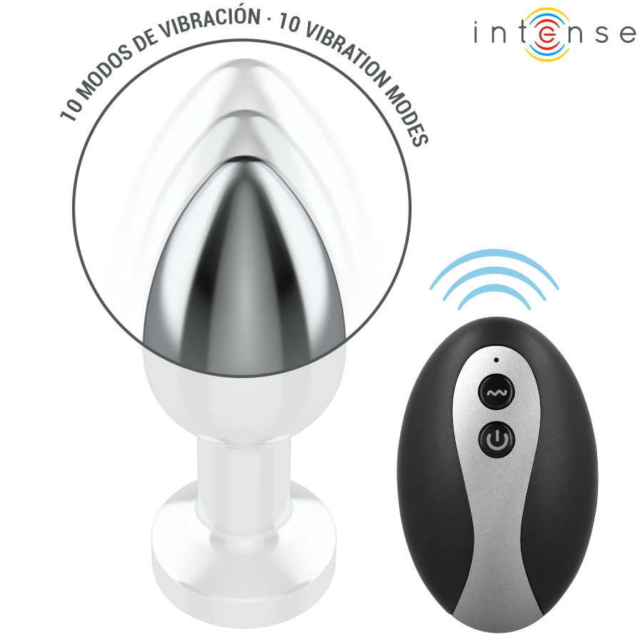 INTENSE - PLUG ANALE VIBRANTE IN METALLO CON LUCI LED E TELECOMANDO - TAGLIA M