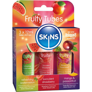 SKINS - KIT LUBRIFICANTI ALLA FRUTTA LUBRIFICANTI ALL'ANGURIA, ALLA FRAGOLA E AL MANGO 3 x 12 ML
