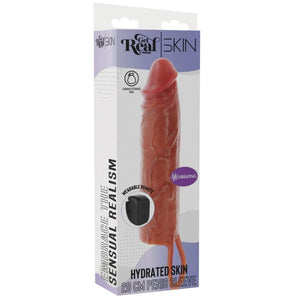 GET REAL - GUAINA VIBRANTE PER PENE IN SILICONE COLORE CARAMELLO PER PELLE IDRATATA 20 CM