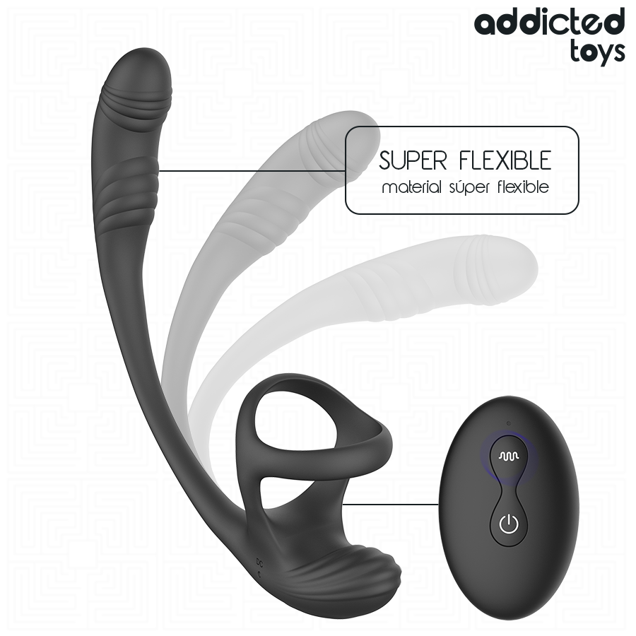 ADDICTED TOYS - ANAL PLUG WITH VIBRATION AND 360º OSCILLATION AND TESTICLE STIMULATOR