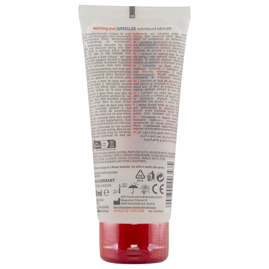 HOT - ANAL SUPERGLIDE LUBRICANT LIQUID HEATING WATER-BASED 100 ML