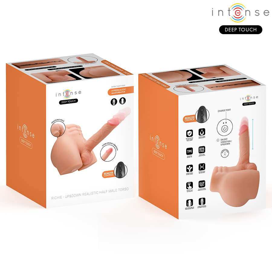 INTENSE DEEP TOUCH - TORSO RICHIE CON ANO E DILDO REALISTICO CON TELECOMANDO A SPINTA E VIBRAZIONE 4,7 KG