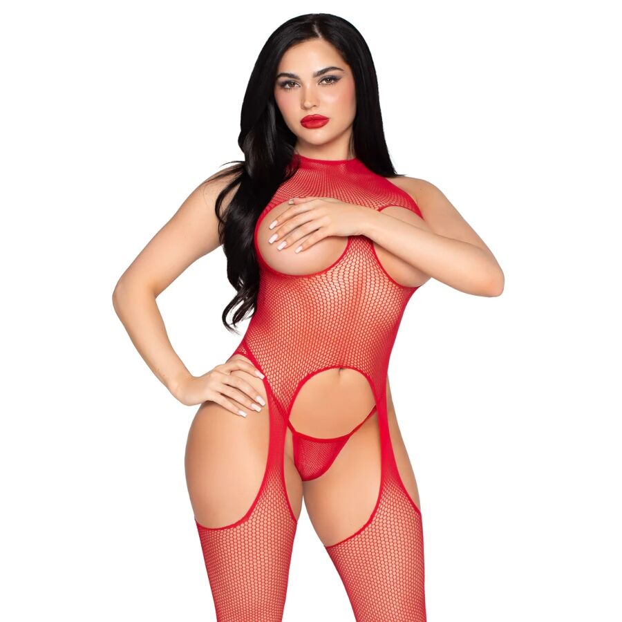 LEG AVENUE - 89374 BODYSTOCKING E SLIP SENZA COPPE ROSSO - TAGLIA UNICA