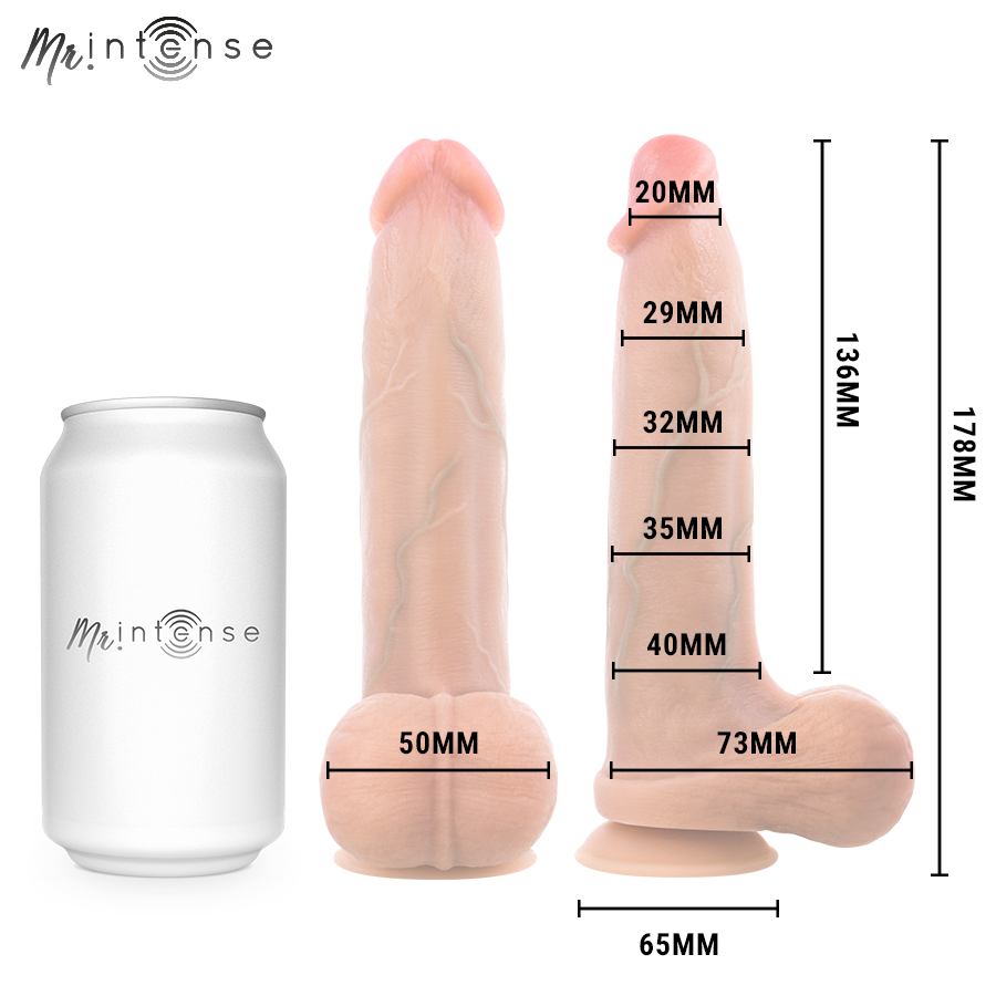 MR INTENSE - DILDO DE SILICONA DE BRUCE S CON TESTÍCULOS 17,8 CM -Ø- 4 CM