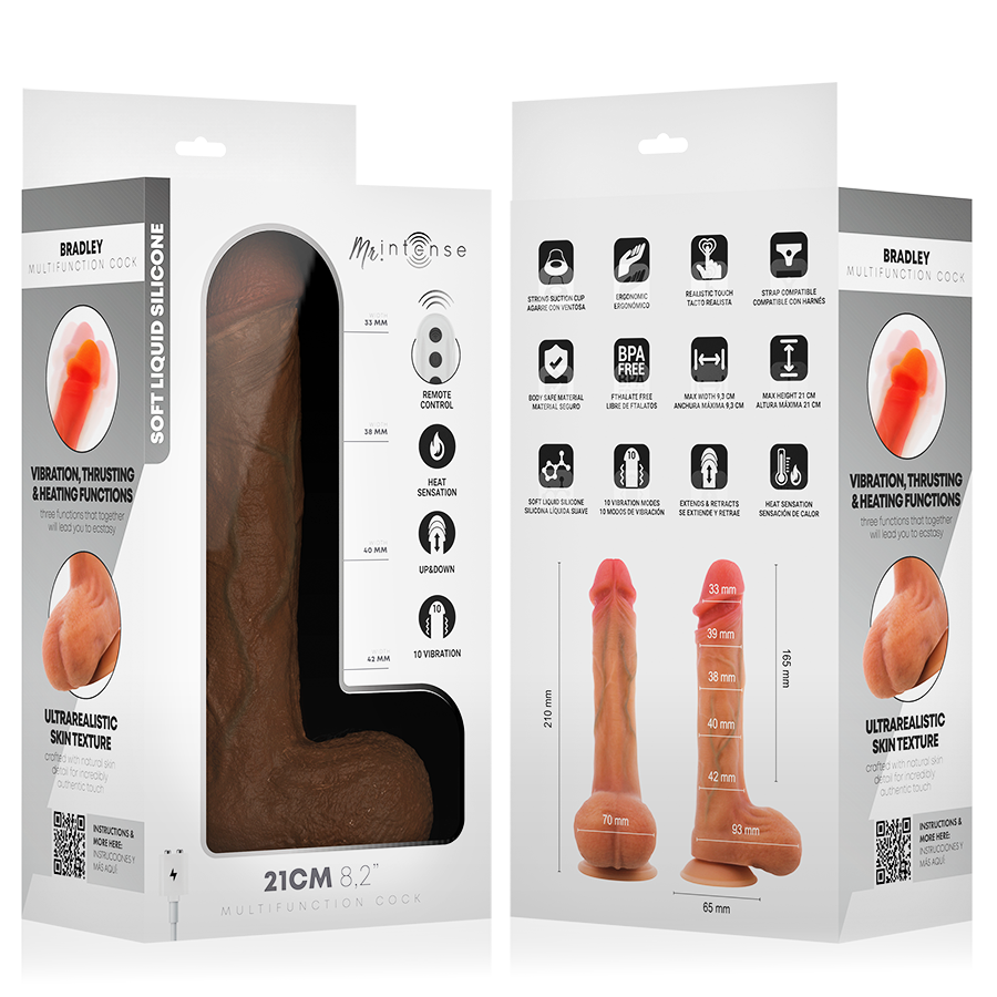 MR INTENSE - BRADLEY SILICONE VIBRATING DILDO WITH HEATING EFFECT AND REMOTE CONTROL 21 CM -Ø- 4.2 CM
