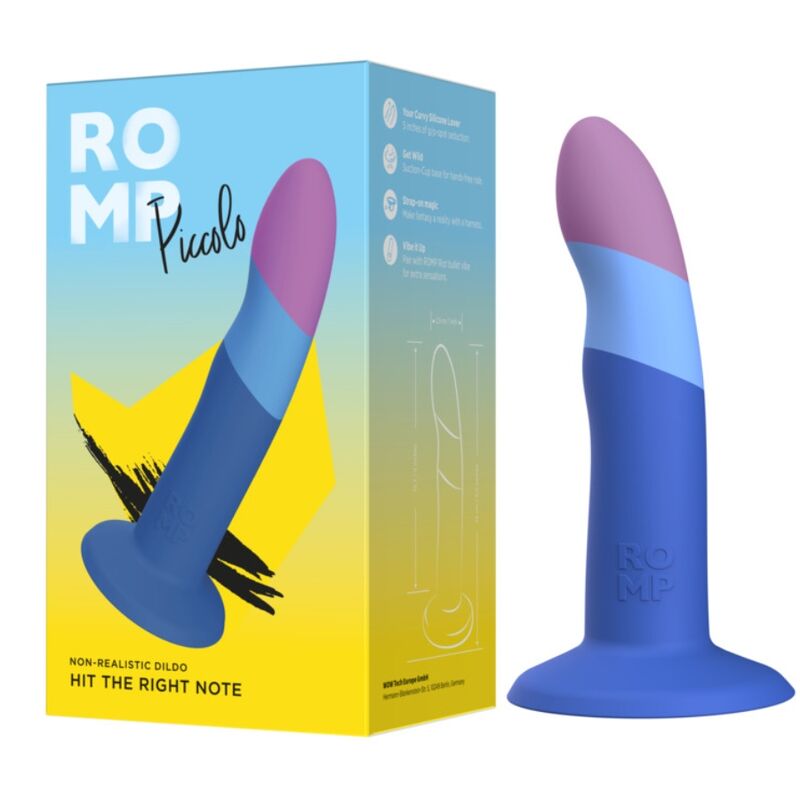 ROMP - PEQUEÑO DILDO DE SILICONA TRICOLOR CON VENTOSA 14 CM