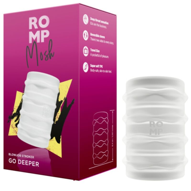 ROMP - MOSH MASTURBATORE MASCHILE TRASPARENTE CON FODERO REVERSIBILE DA 6 CM