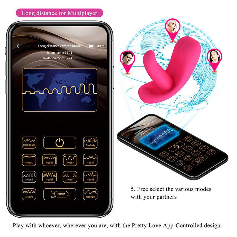 PRETTY LOVE - HAZELYNN MASSAGGIATORE ROSA CON 12 FUNZIONI E CONTROLLO TRAMITE APP