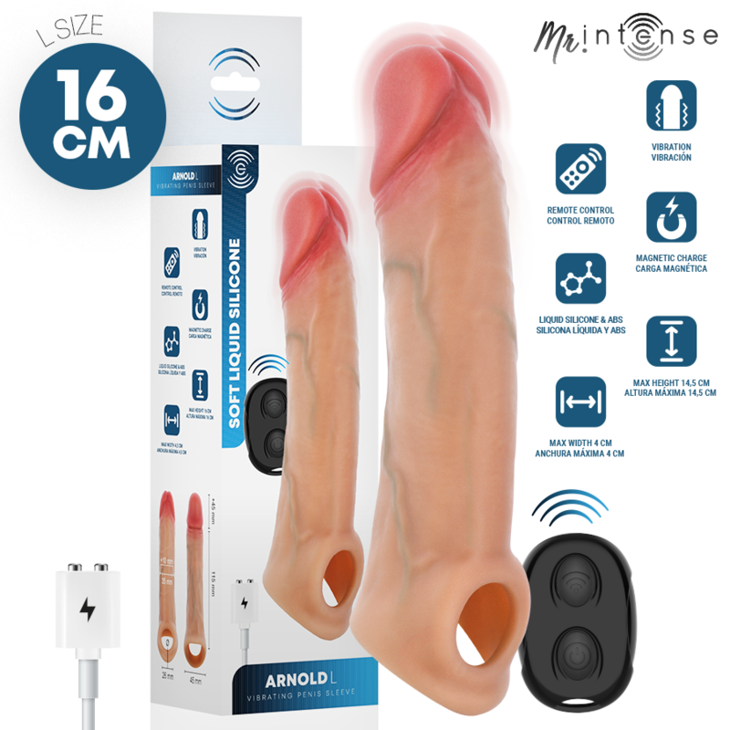 MR INTENSE - ARNOLD L VIBRATORE IN SILICONE PER PENE CON TELECOMANDO 16 CM -Ø- 4,5 CM