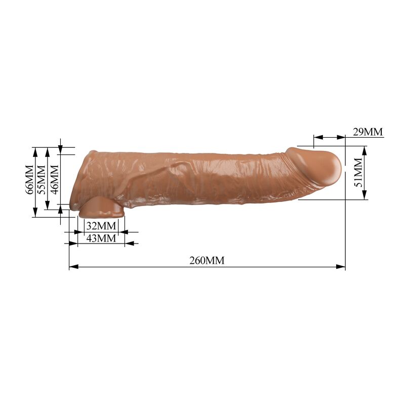 PRETTY LOVE - MANICOTTO REGOLABILE PER ALLUNGAMENTO DEL PENE 26 CM Ø 4 CM NATURALE