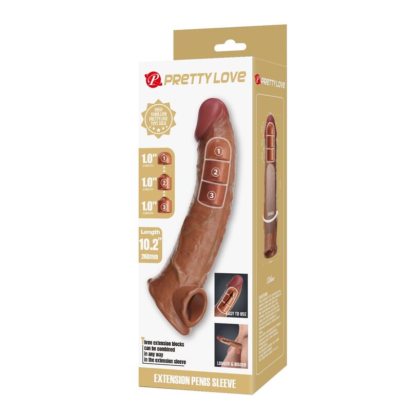 PRETTY LOVE - MANICOTTO REGOLABILE PER ALLUNGAMENTO DEL PENE 26 CM Ø 4 CM NATURALE